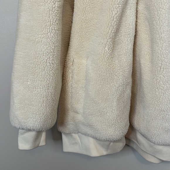 NWT GAP Sherpa Fleece Coat Jacket new full zip hooded ivory cream - Picture 3 of 7